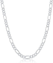 Load image into Gallery viewer, Floreo .925 Sterling Silver Solid Figaro Chain Necklace or Bracelet, Made in Italy
