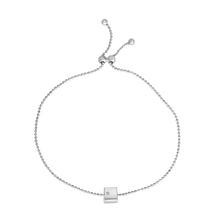 Load image into Gallery viewer, Sterling Silver Adjustable Bracelet  with Cube and Cubic Zirconia, 9.25 Inch
