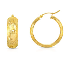 Load image into Gallery viewer, 14k Yellow Gold Diamond Cut Huggies Hoop Earrings Bow Design (8mm)
