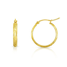 Load image into Gallery viewer, 14k Yellow Gold Diamond Cut Huggies Hoop Earrings Bow Design (3mm)
