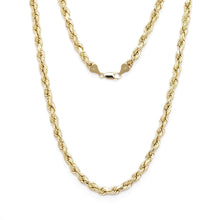 Load image into Gallery viewer, 10k Yellow Gold Diamond Cut Hollow Rope Chain Necklace for Men and Women, 5mm
