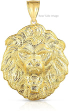 Load image into Gallery viewer, 10k Two Tone Gold Lion Head Pendant Lion Face Charm for Men
