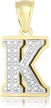 Load image into Gallery viewer, Floreo 10k Yellow and White Gold 3D Alphabet Initial A-Z Pendant
