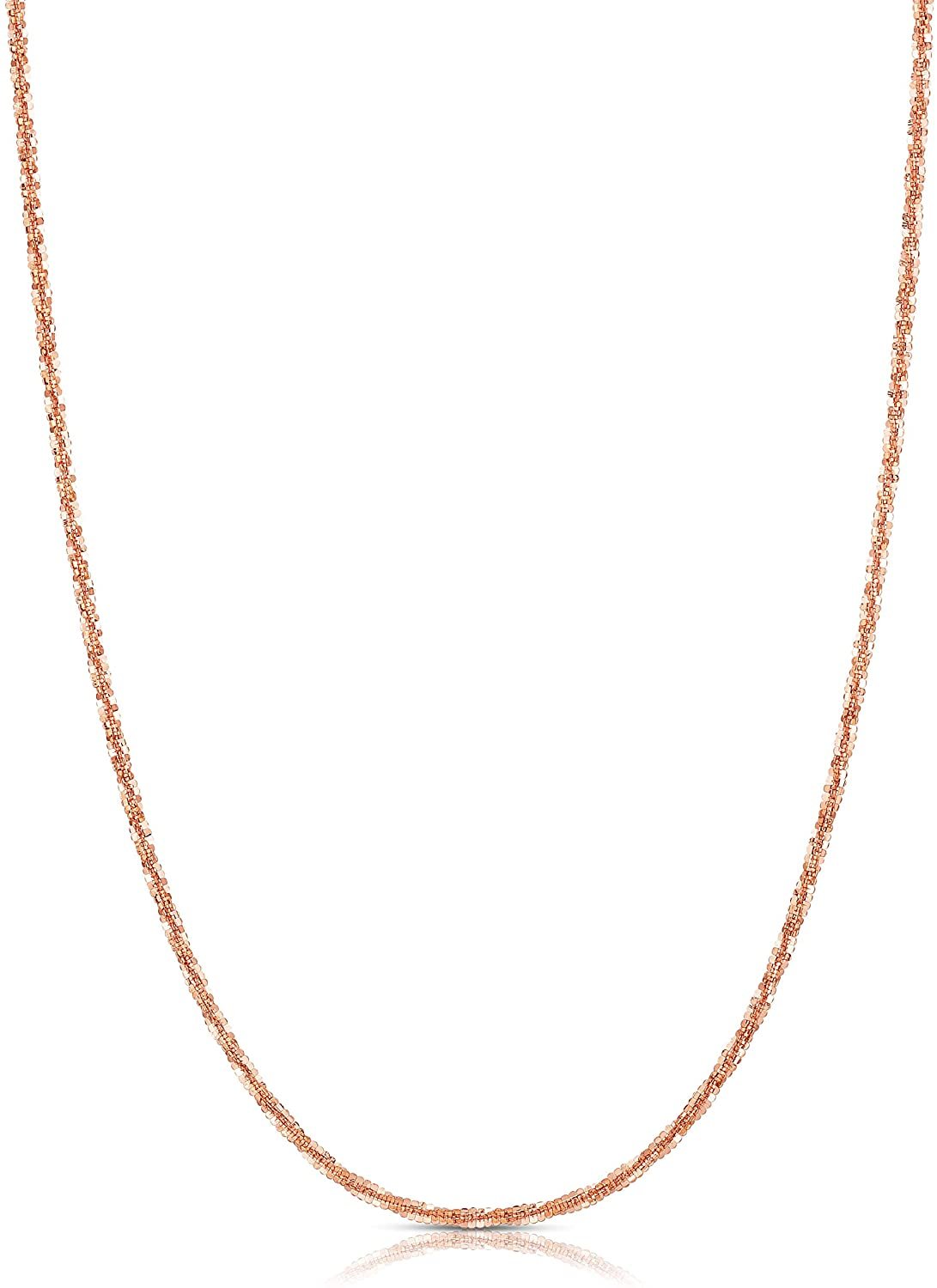 Floreo 14k Fine Gold 1.5mm Sparkle Criss Cross Chain Necklace
