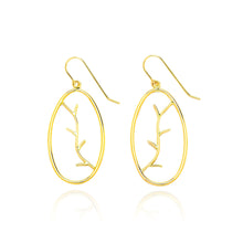 Load image into Gallery viewer, 14k Yellow Gold Twig Design Drop Earring with Fish Hook in Gift Box for Women
