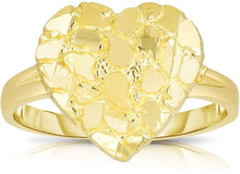 Load image into Gallery viewer, Floreo 10k Yellow Gold Small or Large Heart Nugget Ring
