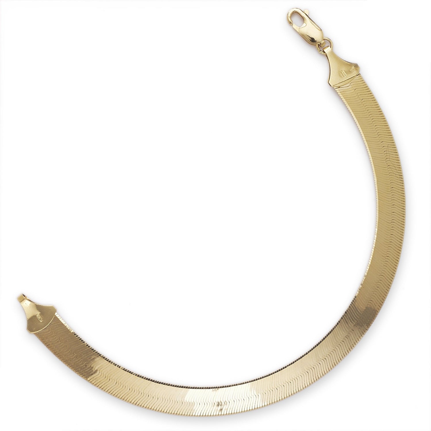 10k Yellow Gold Super Flexible Silky Herringbone Chain Bracelet, 0.5 Inch, 12mm