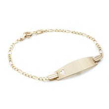 Load image into Gallery viewer, 10k Gold Figaro ID Bracelet with Small Heart Engravable for Children 2mm
