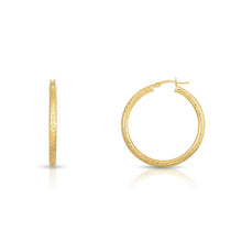 Load image into Gallery viewer, 10k Fine Yellow and White Gold Diamond Cut Hoop Earrings
