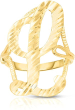 Load image into Gallery viewer, 10k Yellow Gold Extra Large Cursive A-Z Initial Ring, Sizes 4-11
