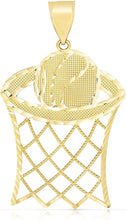 Load image into Gallery viewer, Floreo 10k Yellow Gold Basketball and Hoop Pendant
