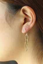Load image into Gallery viewer, 14k Yellow Gold Pointing Oval and Circle Dangling Drop Earring in Gift Box

