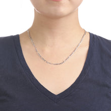 Load image into Gallery viewer, Sterling Silver Rhodium Plated Italian Solid Figaro Chain Necklace, 3.8mm
