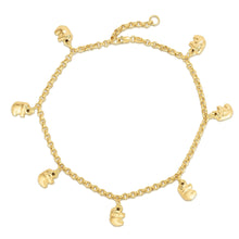 Load image into Gallery viewer, Floreo 10k Fine Gold Elephant Animal Charm Anklet, Extendable 9 - 10 inch
