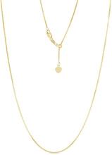 Load image into Gallery viewer, 10k Yellow or White Gold 0.7mm Adjustable Box Chain Necklace, 22”
