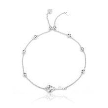 Load image into Gallery viewer, Sterling Silver Adjustable Bracelet with Heart Key and Beads, 9 Inch
