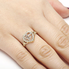 Load image into Gallery viewer, 10k Yellow Gold &quot;I Love You&quot; Heart Ring with Cubic Zirconia Stones for Women
