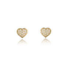Load image into Gallery viewer, 10k Yellow Gold CZ Cubic Zirconia Heart Earring for women and girls

