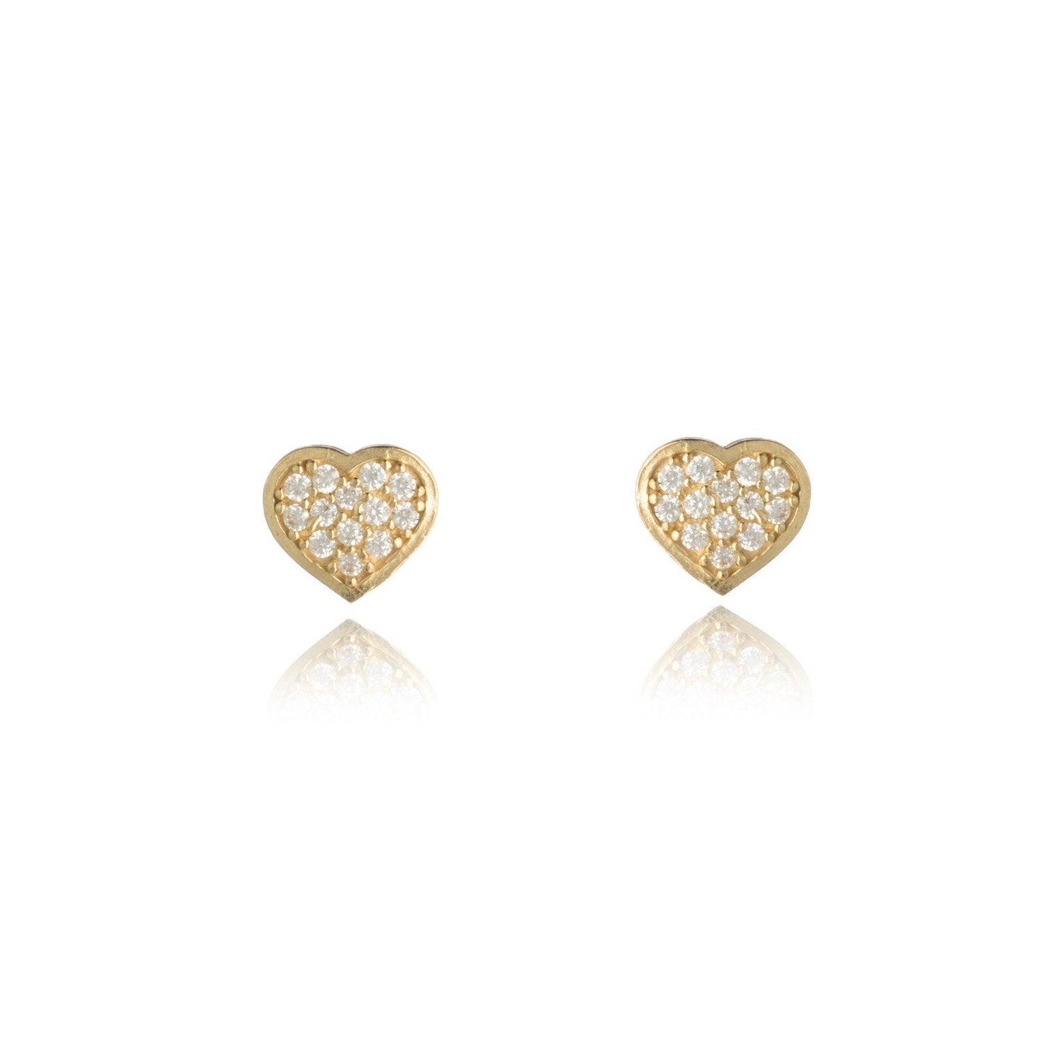 10k Yellow Gold CZ Cubic Zirconia Heart Earring for women and girls