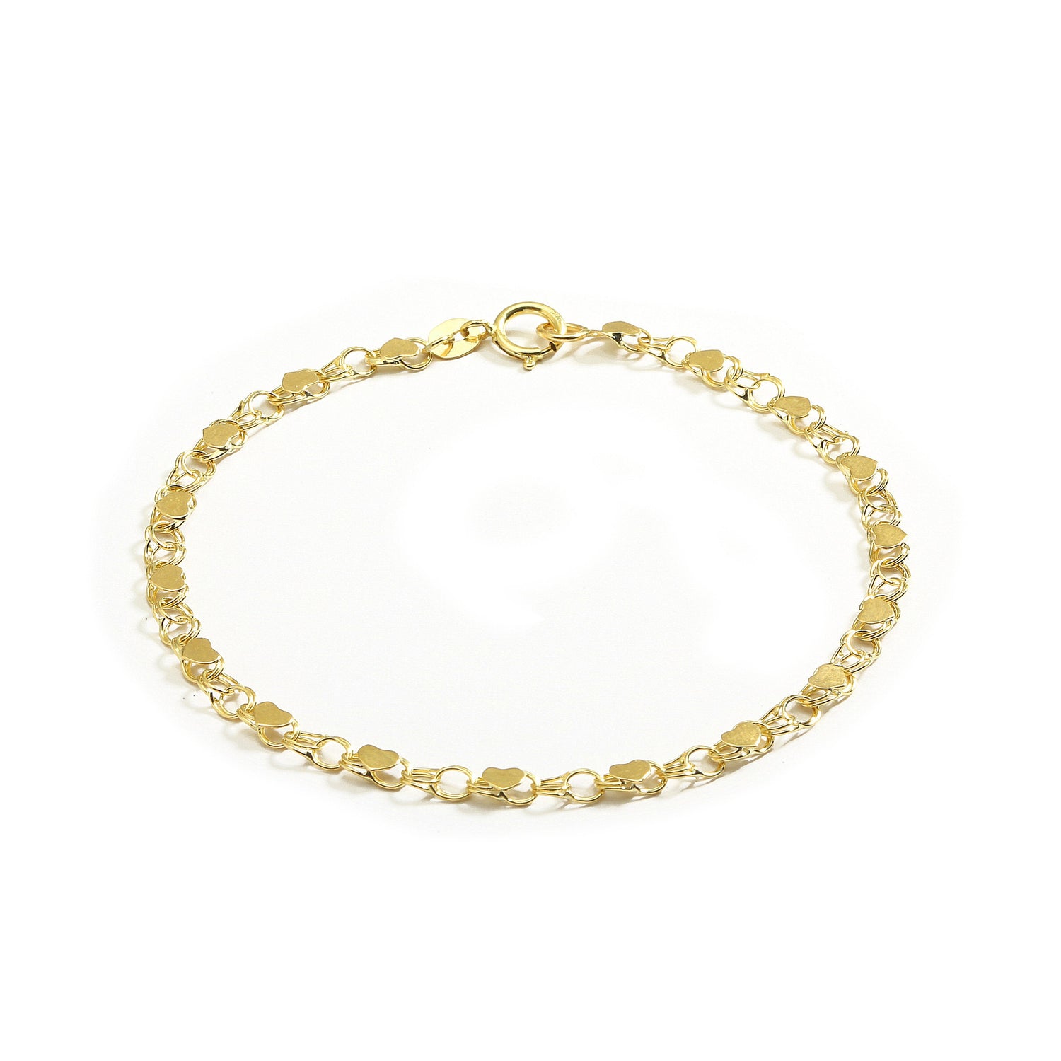10k Fine Gold Heart Bracelet and Anklet for Women and Girls, (0.14