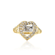 Load image into Gallery viewer, 10k Yellow Gold Romantic &quot;Best Mom&quot; Heart Ring with Cubic Zirconia for Mothers
