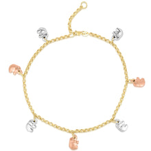 Load image into Gallery viewer, Floreo 10k Fine Gold Elephant Animal Charm Anklet, Extendable 9 - 10 inch
