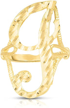 Load image into Gallery viewer, 10k Yellow Gold Extra Large Cursive A-Z Initial Ring, Sizes 4-11
