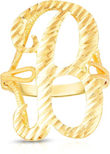 Load image into Gallery viewer, 10k Yellow Gold Extra Large Cursive A-Z Initial Ring, Sizes 4-11
