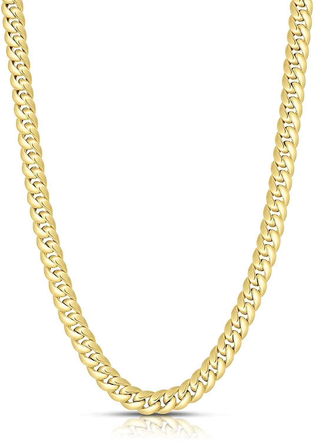 10k Yellow Gold 7.3mm Semi Solid Miami Cuban Chain Necklace