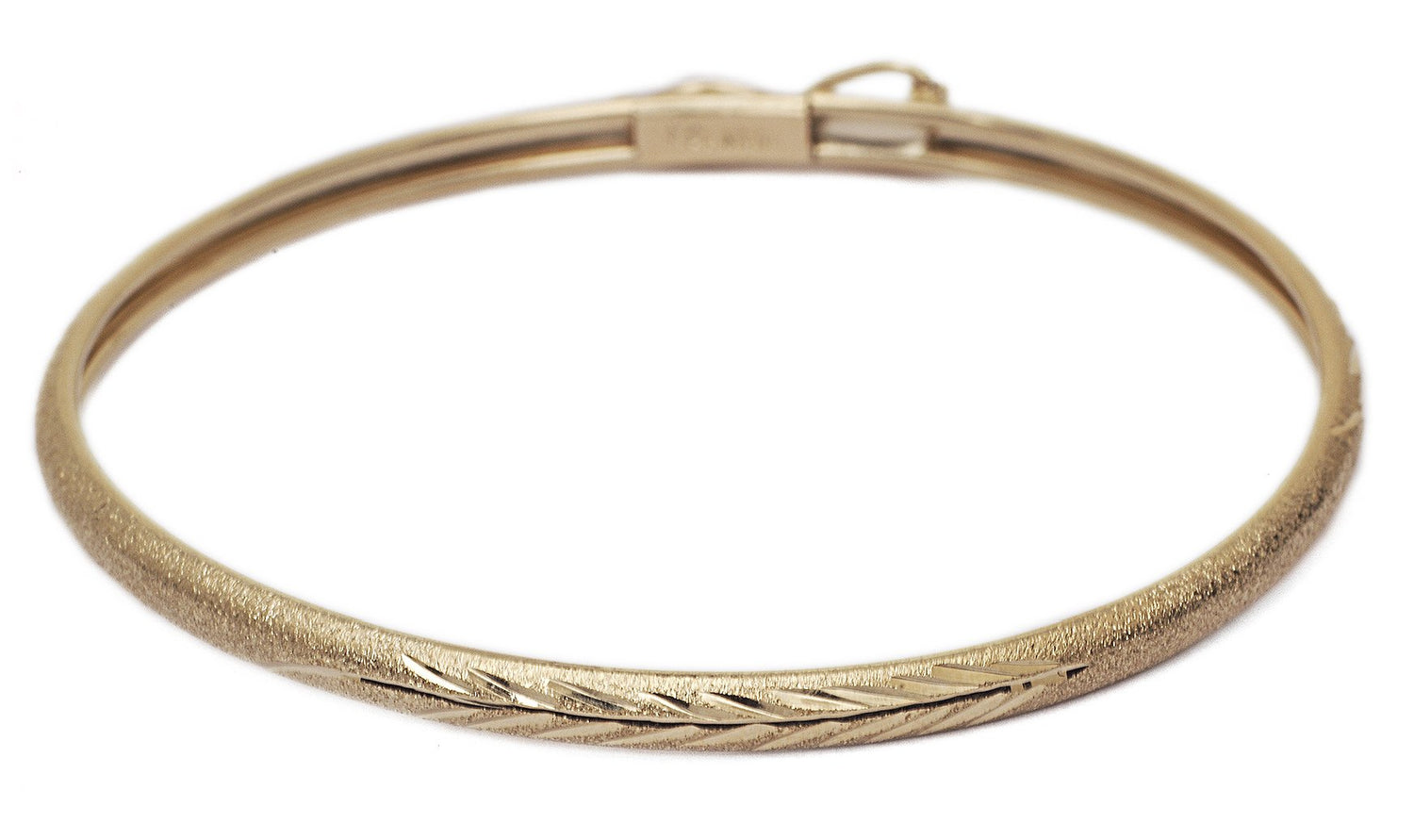 10k Yellow Gold Kids Bangle Bracelet Satin Finish and Wheat Design, 0.16