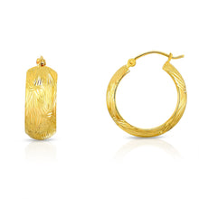 Load image into Gallery viewer, 14k Yellow Gold Diamond Cut Huggies Hoop Earrings Bow Design (8mm)
