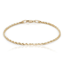 Load image into Gallery viewer, 10k Yellow Gold Solid Diamond Cut Rope Chain Bracelet and Anklet, 0.09 Inch
