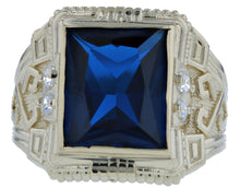 Load image into Gallery viewer, 10k Yellow Gold Blue Color Stone CZ Cubic Zirconia Ring
