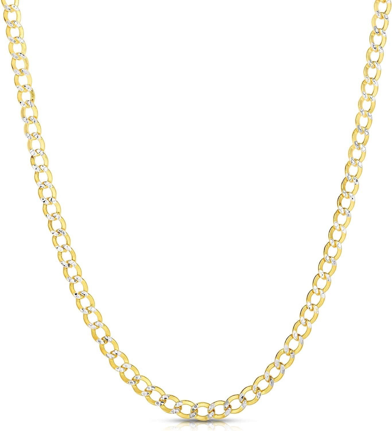 10k Two Tone Fine Gold 3.5mm Lightweight Curb Chain Necklace