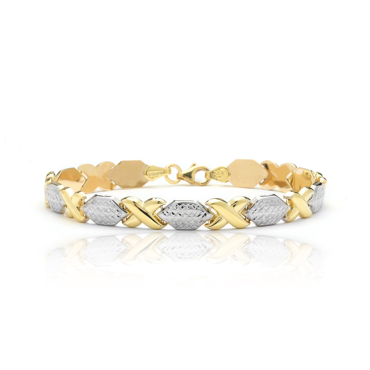 10k Fine Gold Stampato Xoxo Friendship Hugs and Kisses Chain Bracelet
