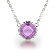Load image into Gallery viewer, Sterling Silver Necklace with Color Stone Round Shape on Cable Chain, 18 Inch
