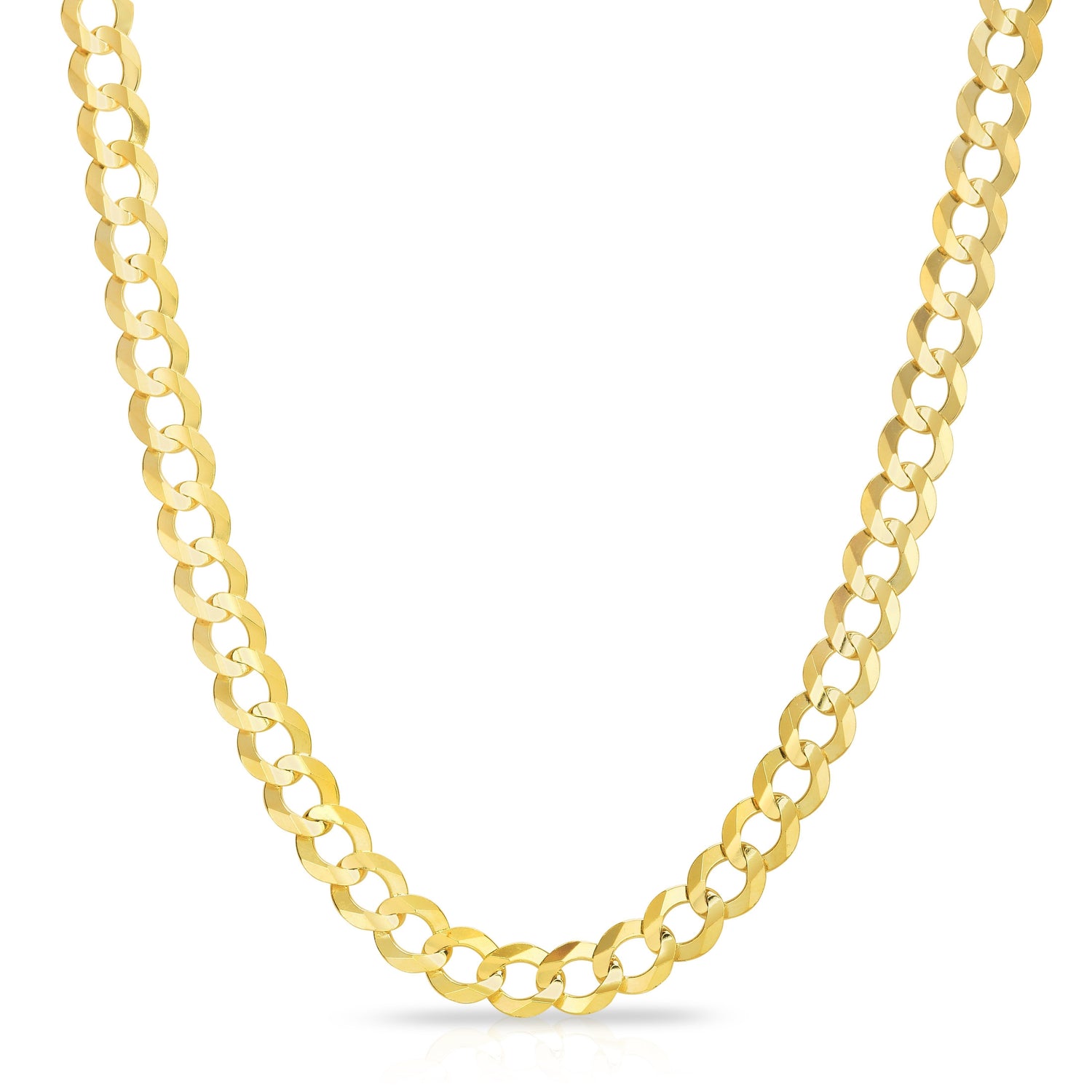 10k Yellow Gold Mens Thick Solid Curb Cuban Link Chain Necklace 0.3 Inch (8.5mm)