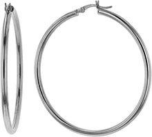 Load image into Gallery viewer, 10k White Gold High Polished Tube Hoop Earrings (0.10&quot;)
