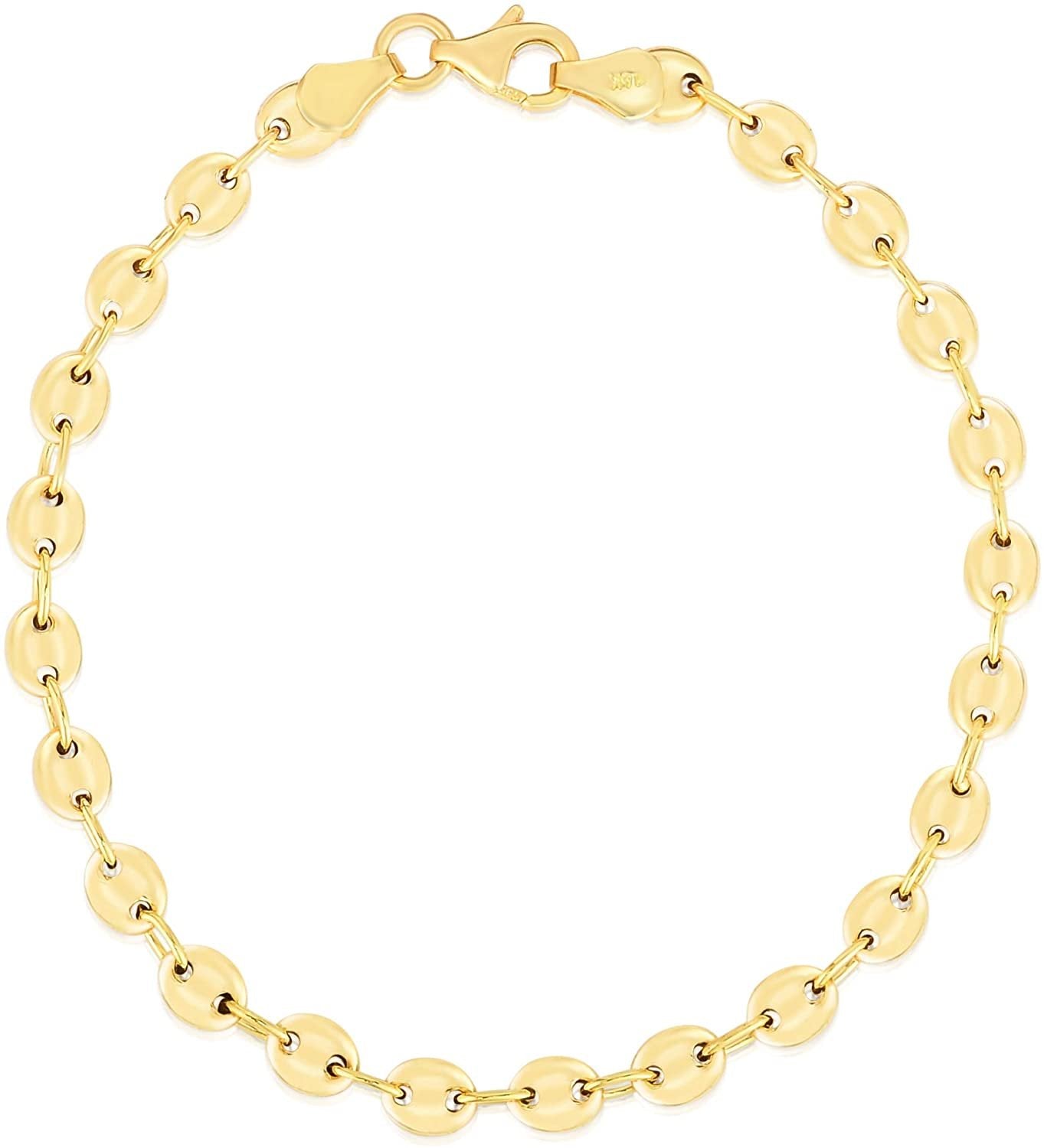 Floreo 14k Yellow Gold 6.9mm Puff Mariner Link Bracelet, 7