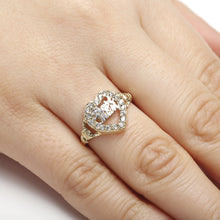 Load image into Gallery viewer, 10k Yellow Gold Romantic &quot;Best Mom&quot; Heart Ring with Cubic Zirconia for Mothers
