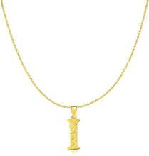 Load image into Gallery viewer, Floreo 10k Yellow Gold Nugget Style Block Personalized Initial Alphabet Pendant with Optional 18&quot; Necklace
