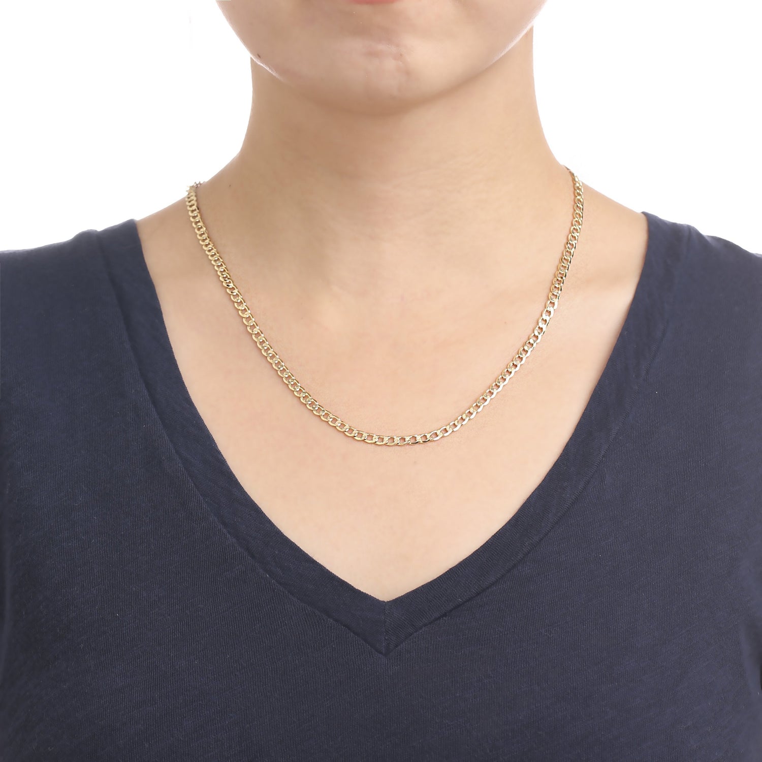 10k Yellow Gold Hollow Curb Link Chain Necklace, 4.3mm