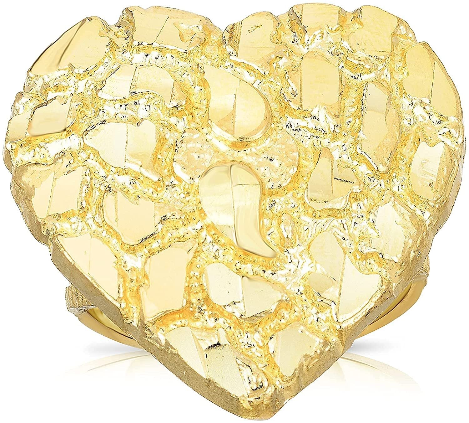 10k Yellow Gold Small or Large Heart Nugget Ring