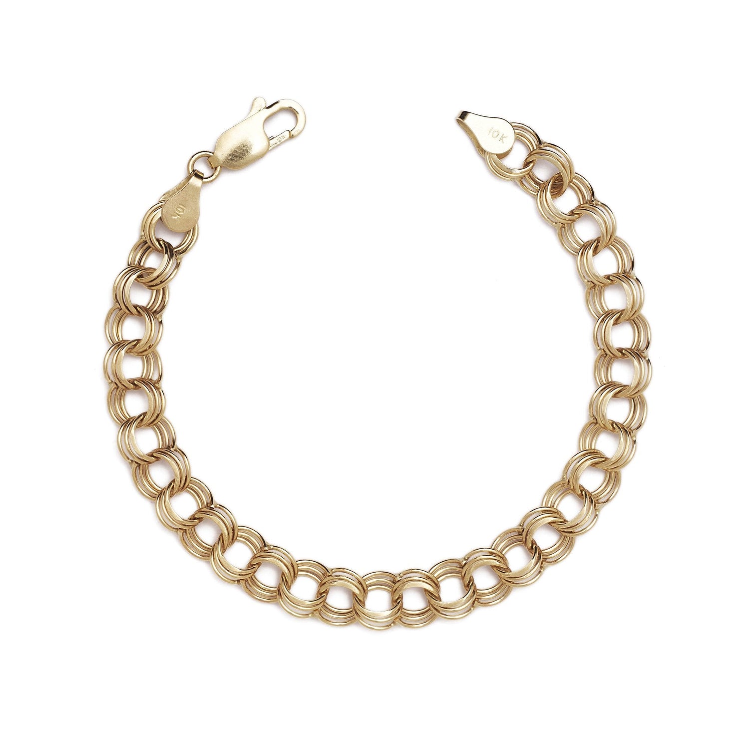 10k Yellow Gold Lightweight Hollow Charm Bracelet (0.3