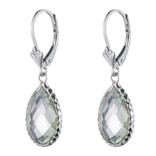 Load image into Gallery viewer, Sterling Silver Colored Stone Earring, Lever Back Closure, Pear shape, Bezel-Set
