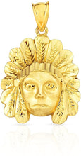 Load image into Gallery viewer, 10k Yellow Gold Native American Charm Pendent Indian Chief Tribal Head
