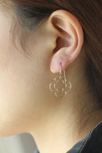 Load image into Gallery viewer, 14k Yellow Gold Double Quatrefoil Drop Earring with Fish Hook in Gift Box
