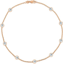 Load image into Gallery viewer, Floreo 14k Fine Gold Cubic Zirconia Cable Link Anklet, 10” (Yellow, White or Rose Gold)
