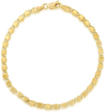Load image into Gallery viewer, Floreo 10k Yellow Gold 3.5mm Relationship and Friendship Mirror Chain Bracelet and Anklet with Heart Charms
