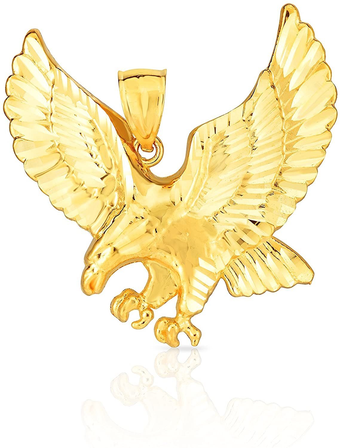 10k Yellow Gold Landing Eagle Pendant Flying Bird Charm